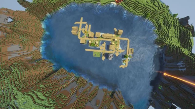 Floating Lake Village Minecraft seed screenshot