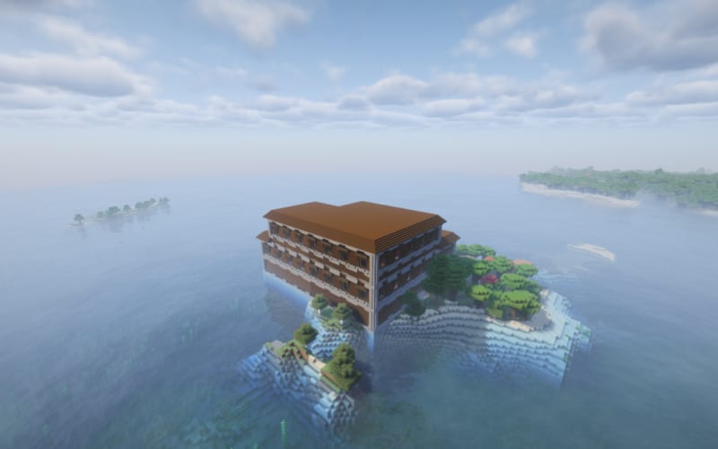 Ocean Woodland Mansion Island Minecraft seed screenshot