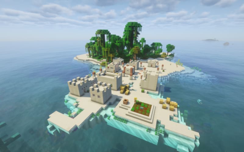 Jungle Desert Village Island Minecraft seed screenshot