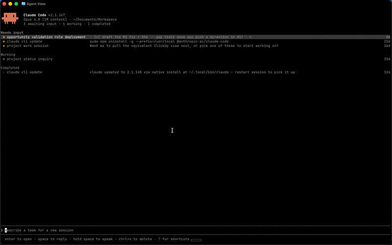 Peeking into a Claude Code Agent View session and replying from the dashboard