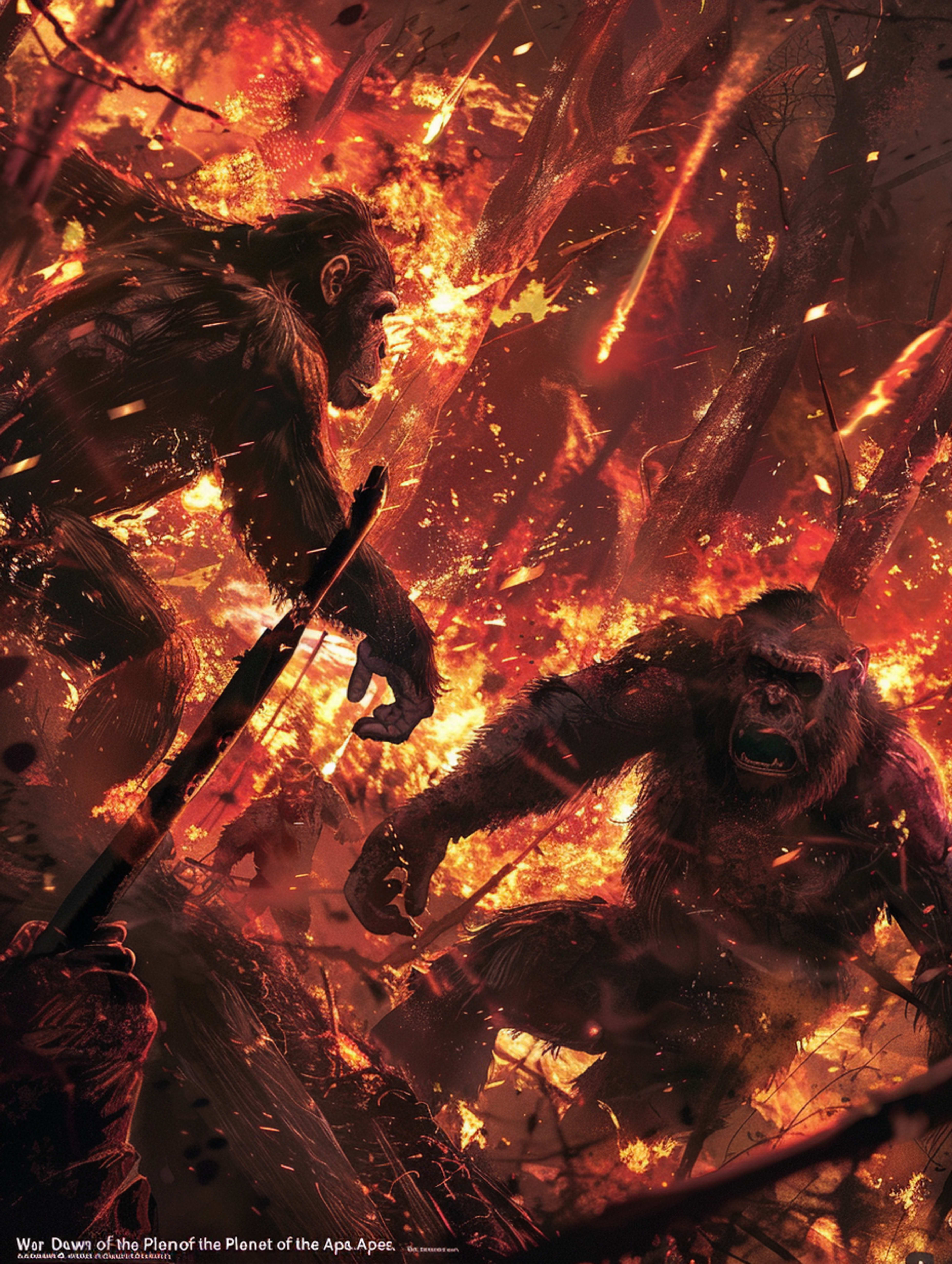 Koba fighting ceasar apes fire cool