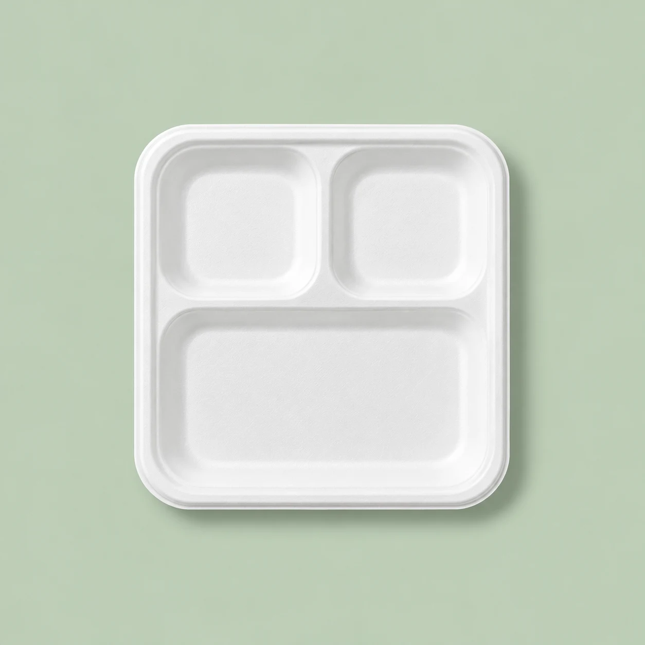 3 Compartment Square Meal Tray Plate
