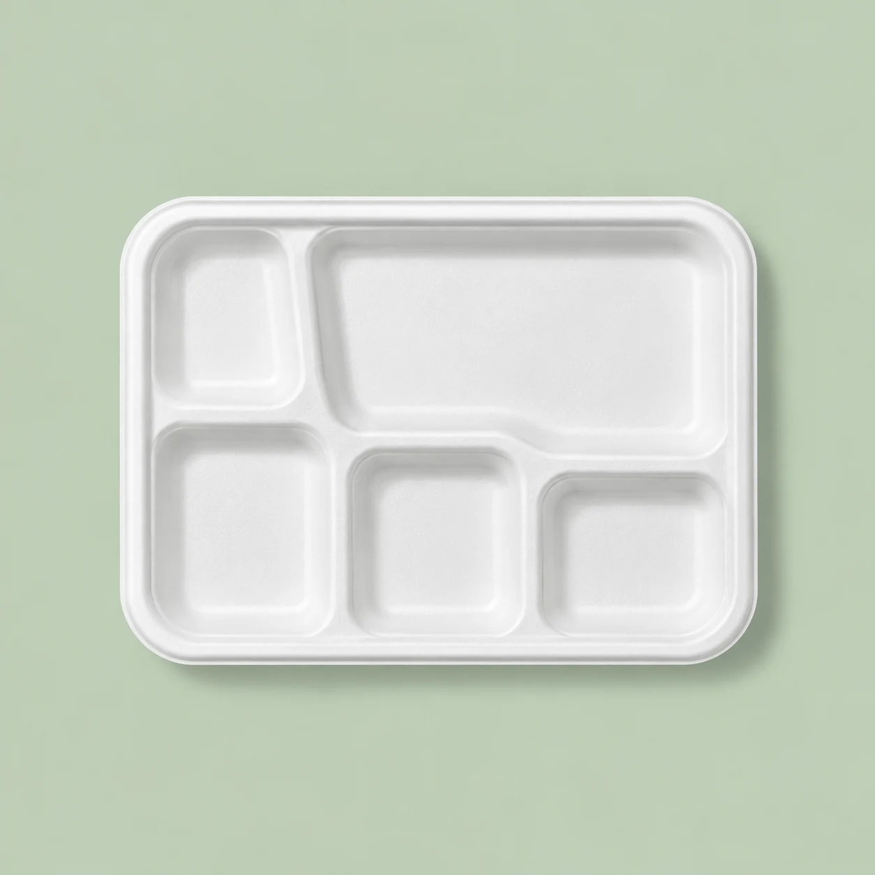 5 Compartment Square Meal Tray Plate