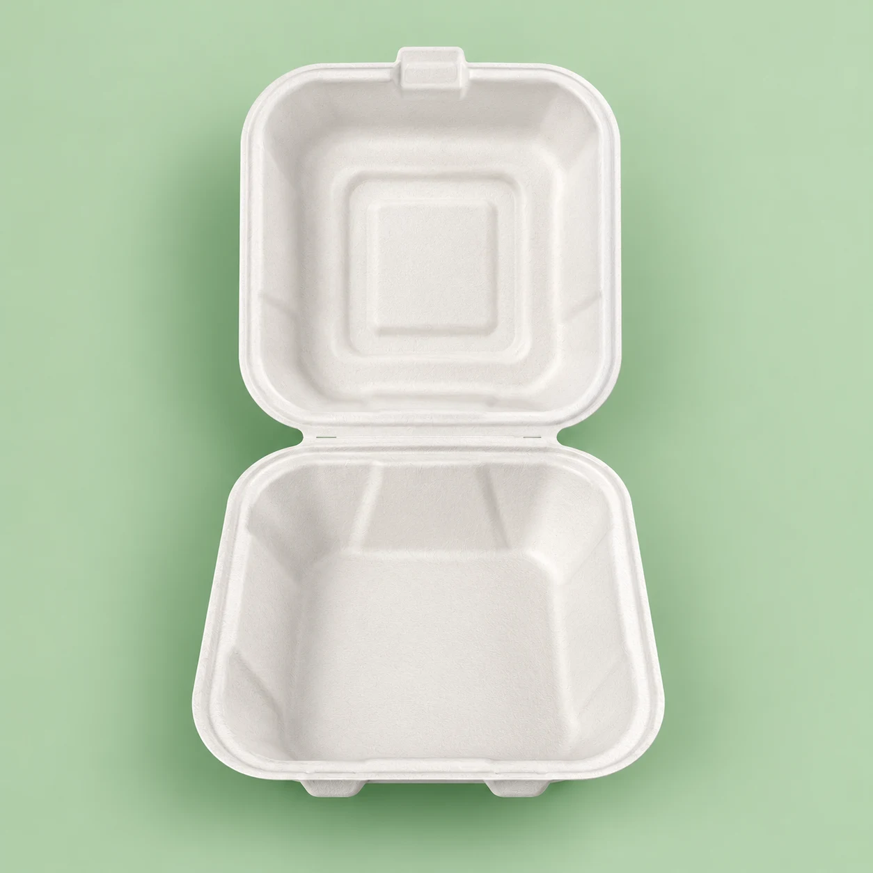 6x6 Sugarcane Bagasse Takeaway Clamshell Container