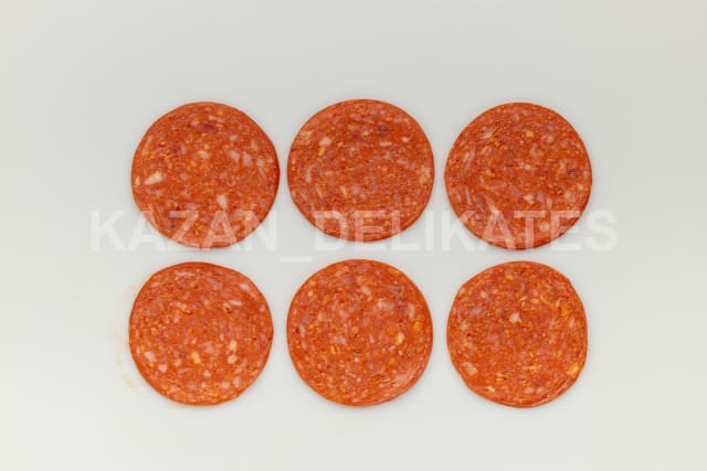 Dry-Cured Pepperoni (sliced, beef & chicken). Peperon (sliced) Halal (500 g) | Peperon Halal - serving sli