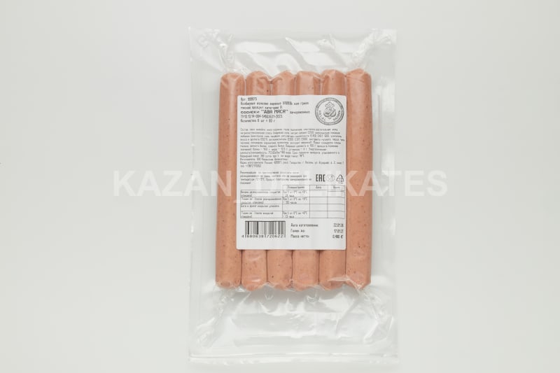 Сосиски «Два мяса» (80 г × 6 шт) — Упаковка