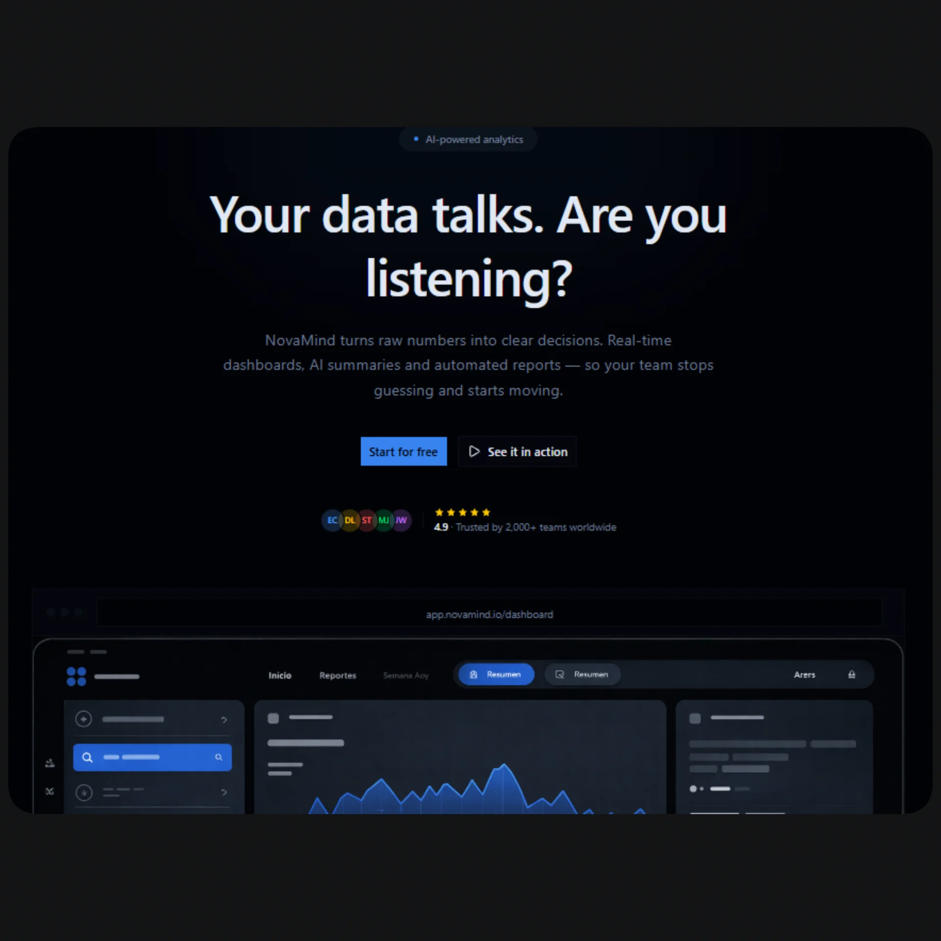 NovaMind — Nextjs Tailwind SaaS AI Landing Page Template template preview