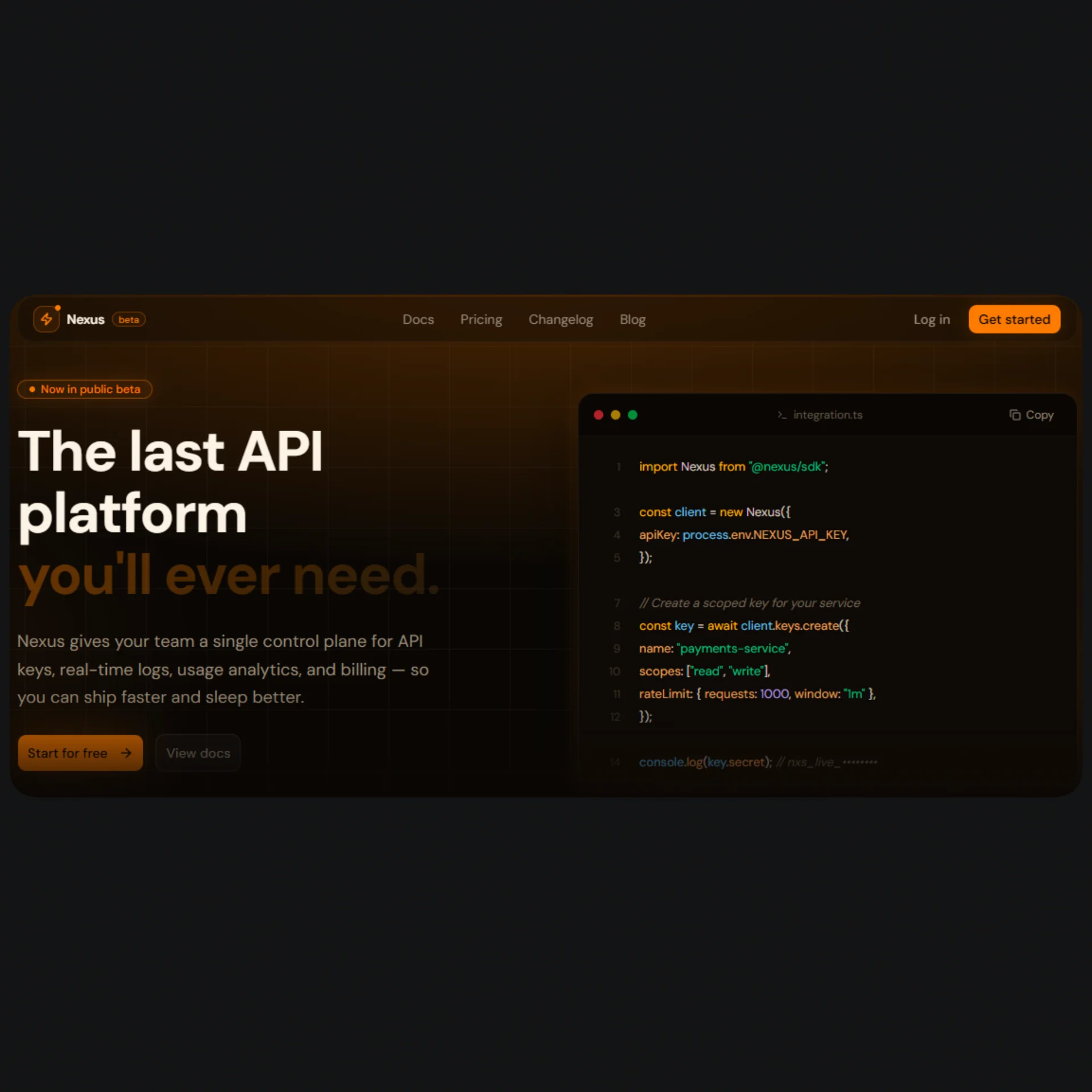 Nexus — Next.js SaaS API Management Template preview