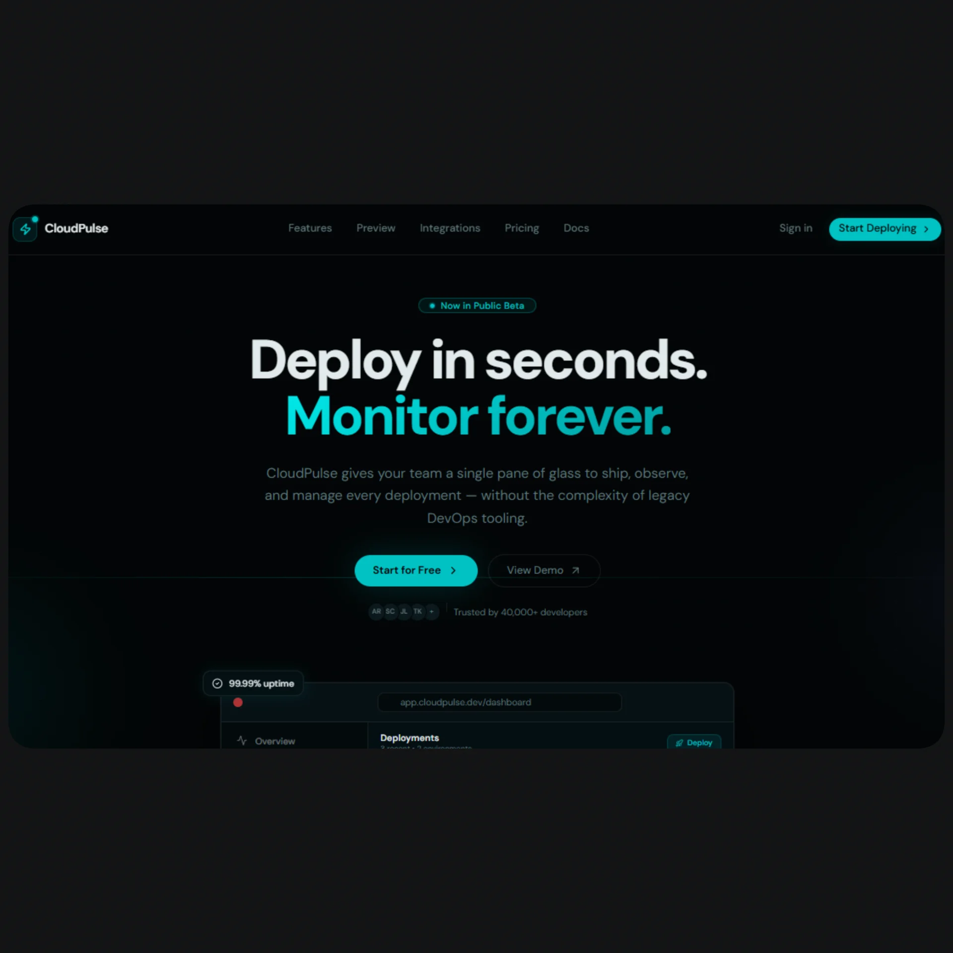 CloudPulse — Next.js SaaS Dashboard Template template preview