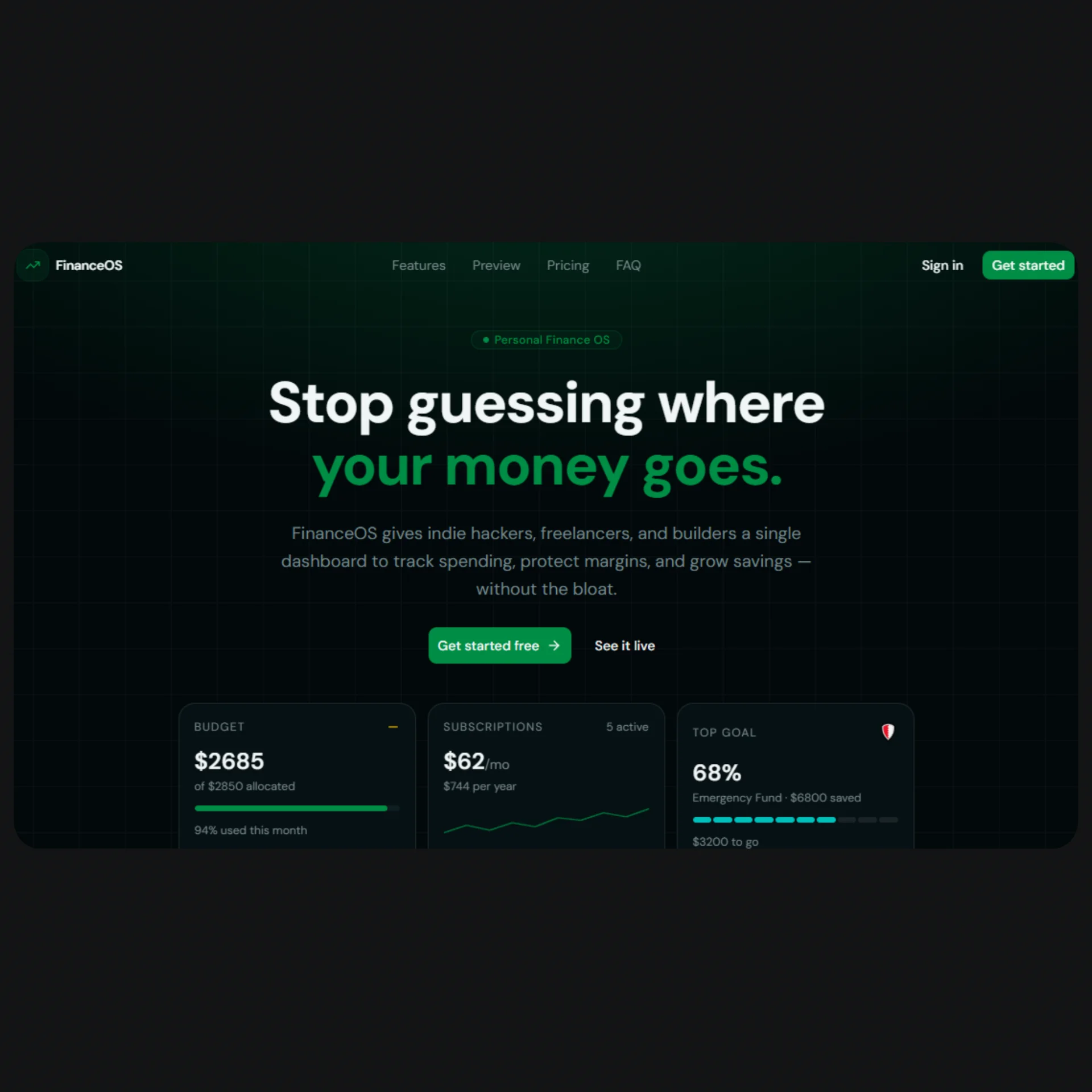 FinanceOS — Next.js Personal Finance SaaS Template preview