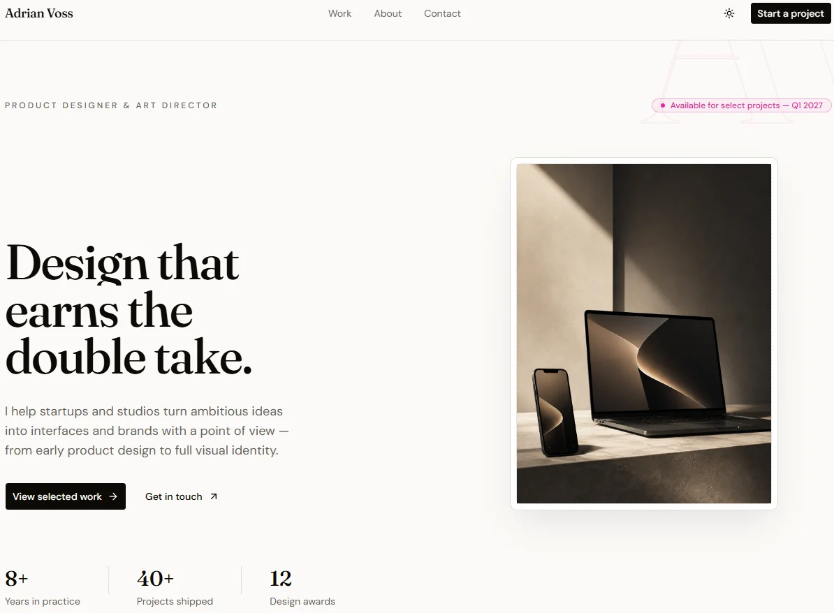 Monograph — Next.js Designer Portfolio Template preview