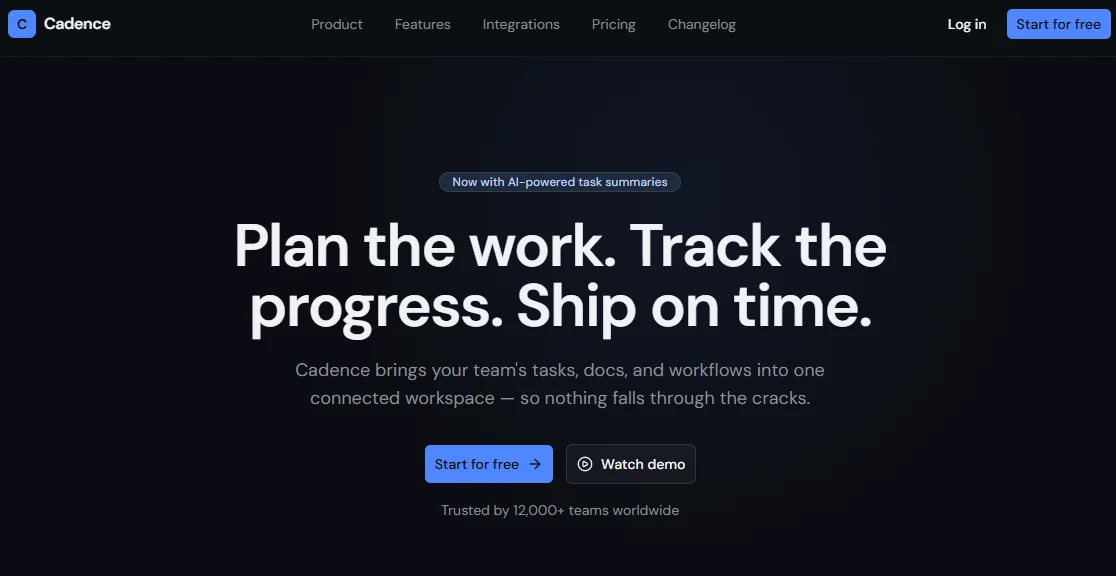 Cadence — Next.js Project Management Template template preview