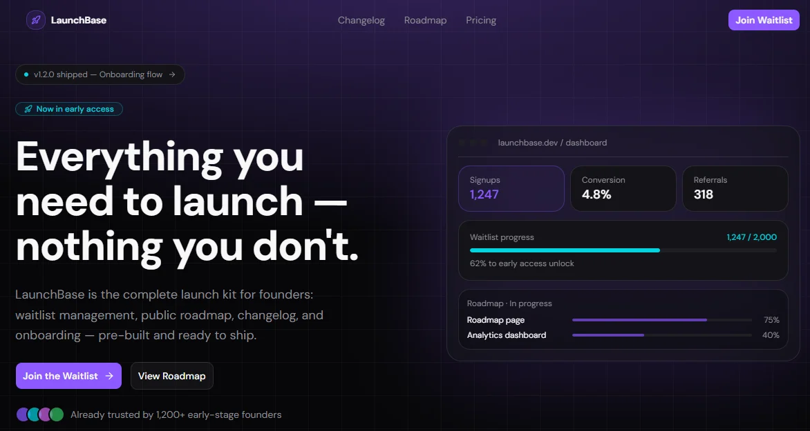 LaunchBase — Next.js Startup Product Launch Kit Template preview