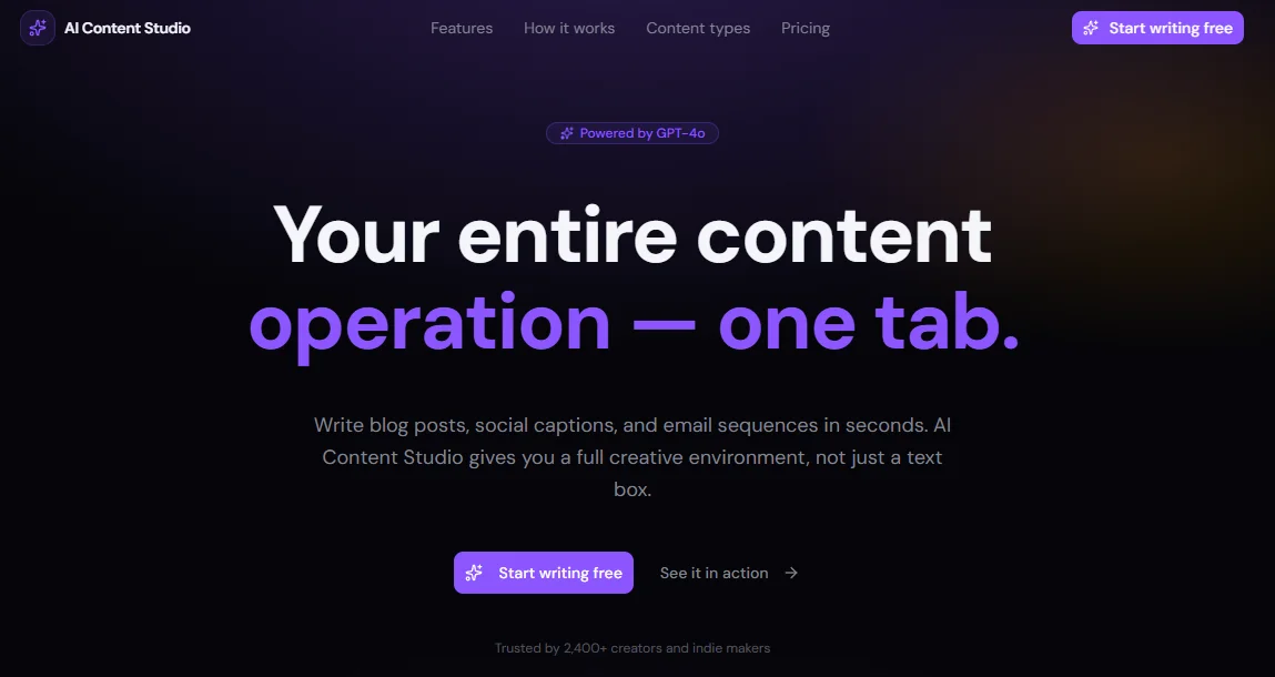 AI Content Studio — Next.js AI SaaS Template template preview
