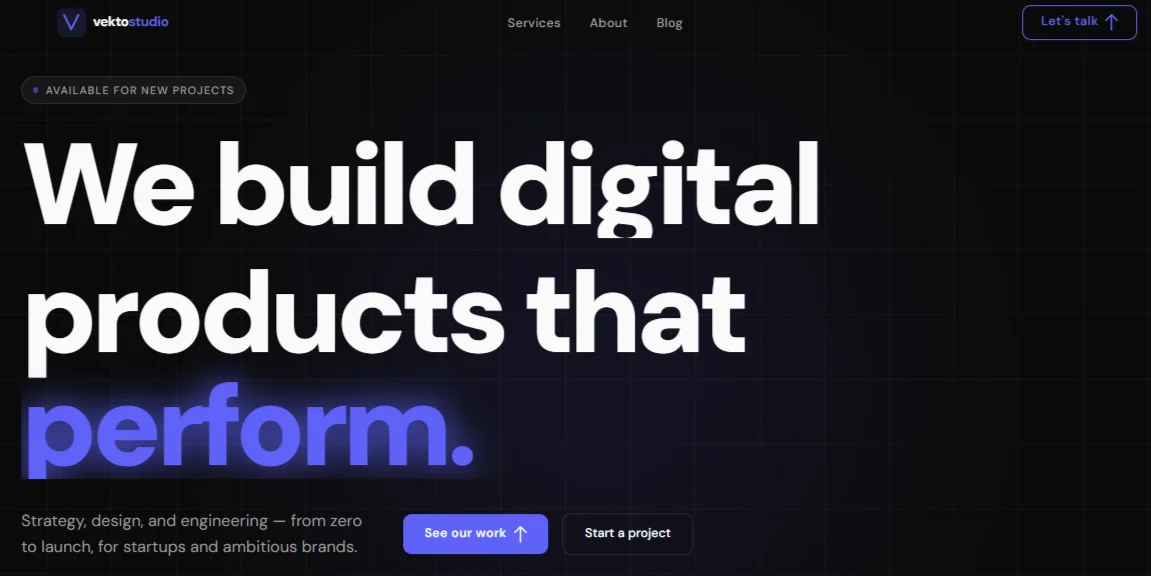 Vekto Studio — Next.js Tailwind Digital Agency Template template preview