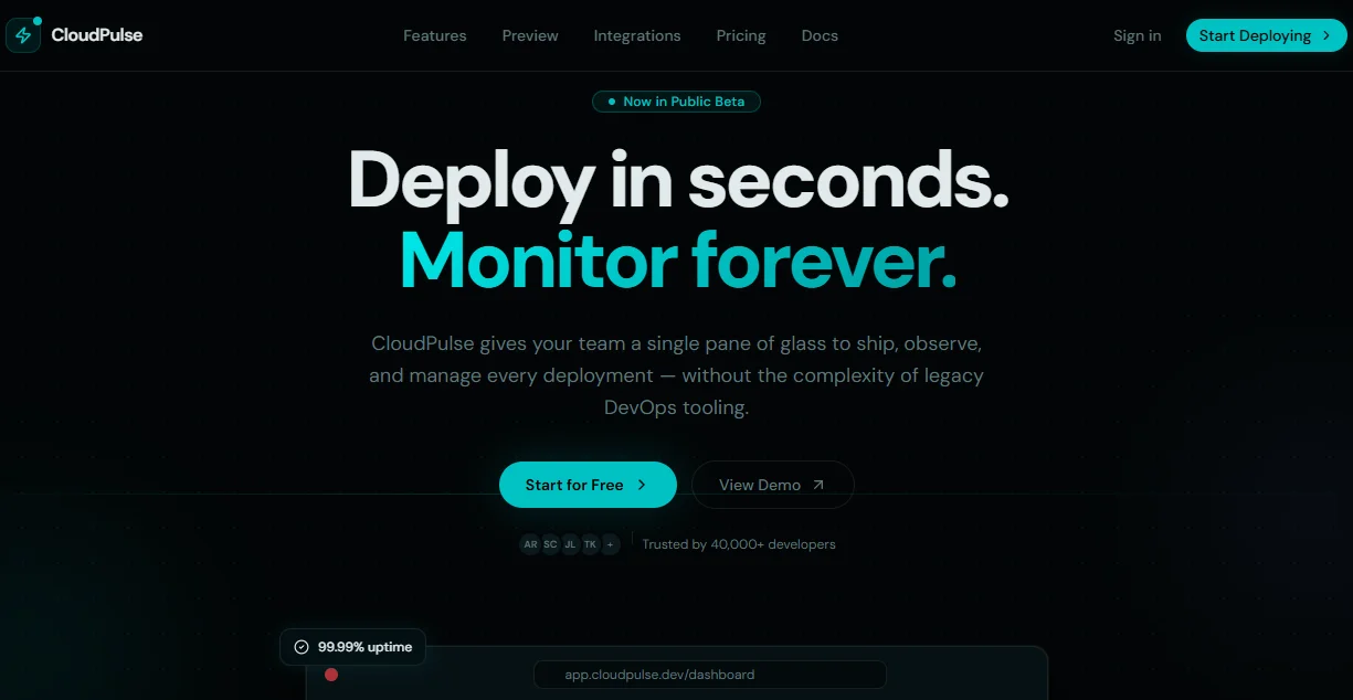CloudPulse — Next.js SaaS Dashboard Template template preview