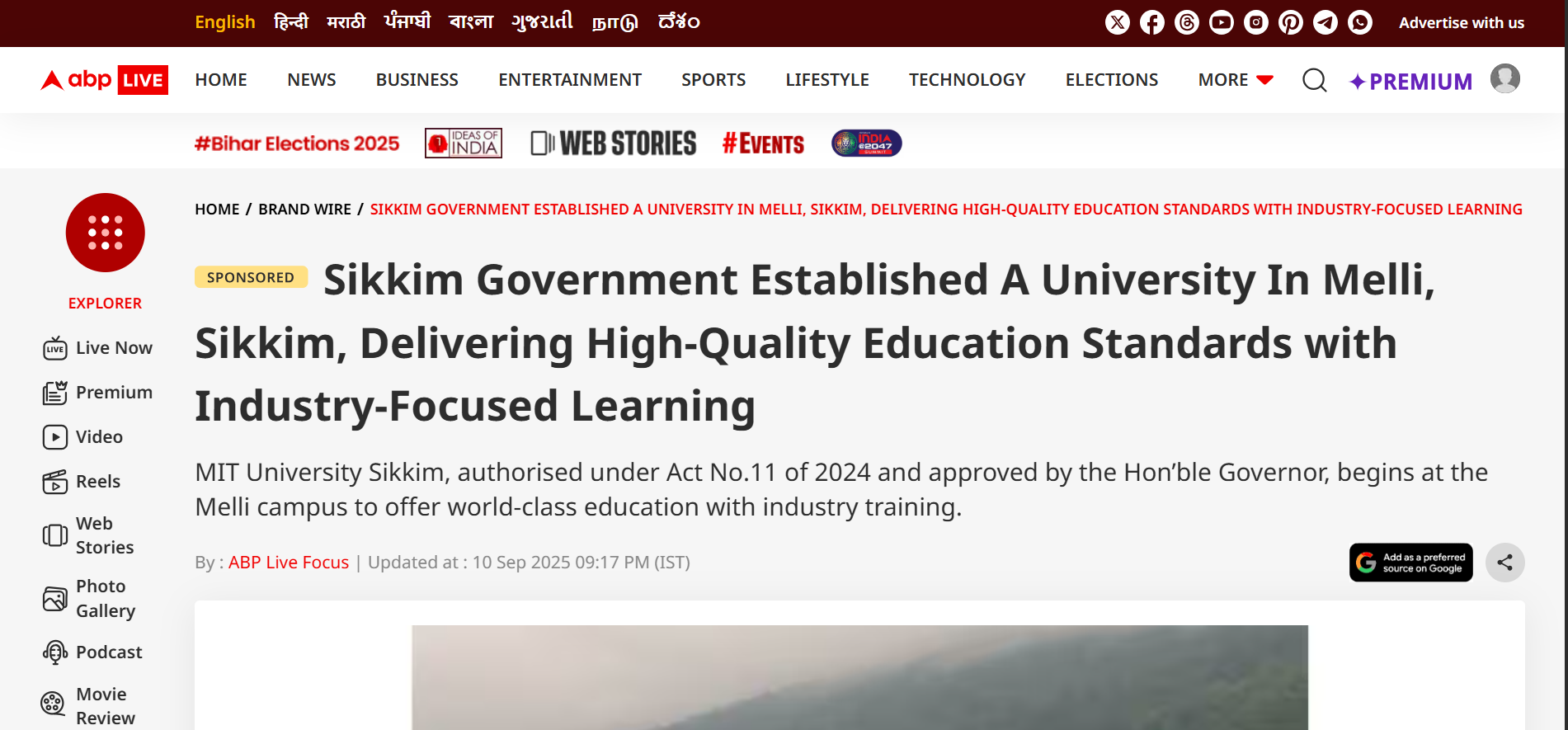 Sikkim Government established MIT University in Melli – Delivering high-quality education with industry-focused learning