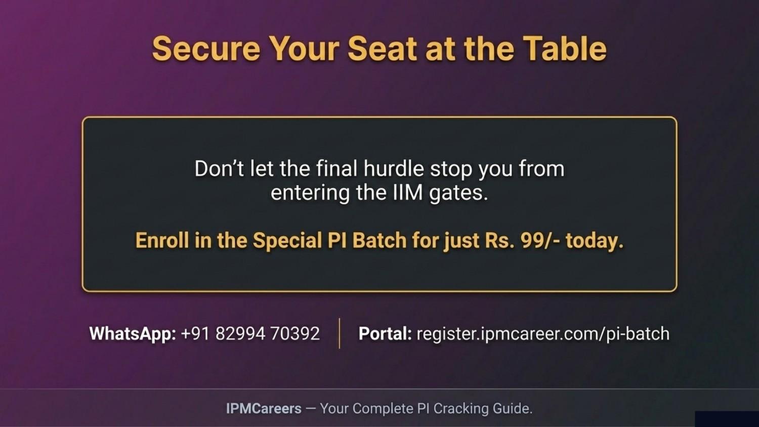 IPM PI Batch - Register Now