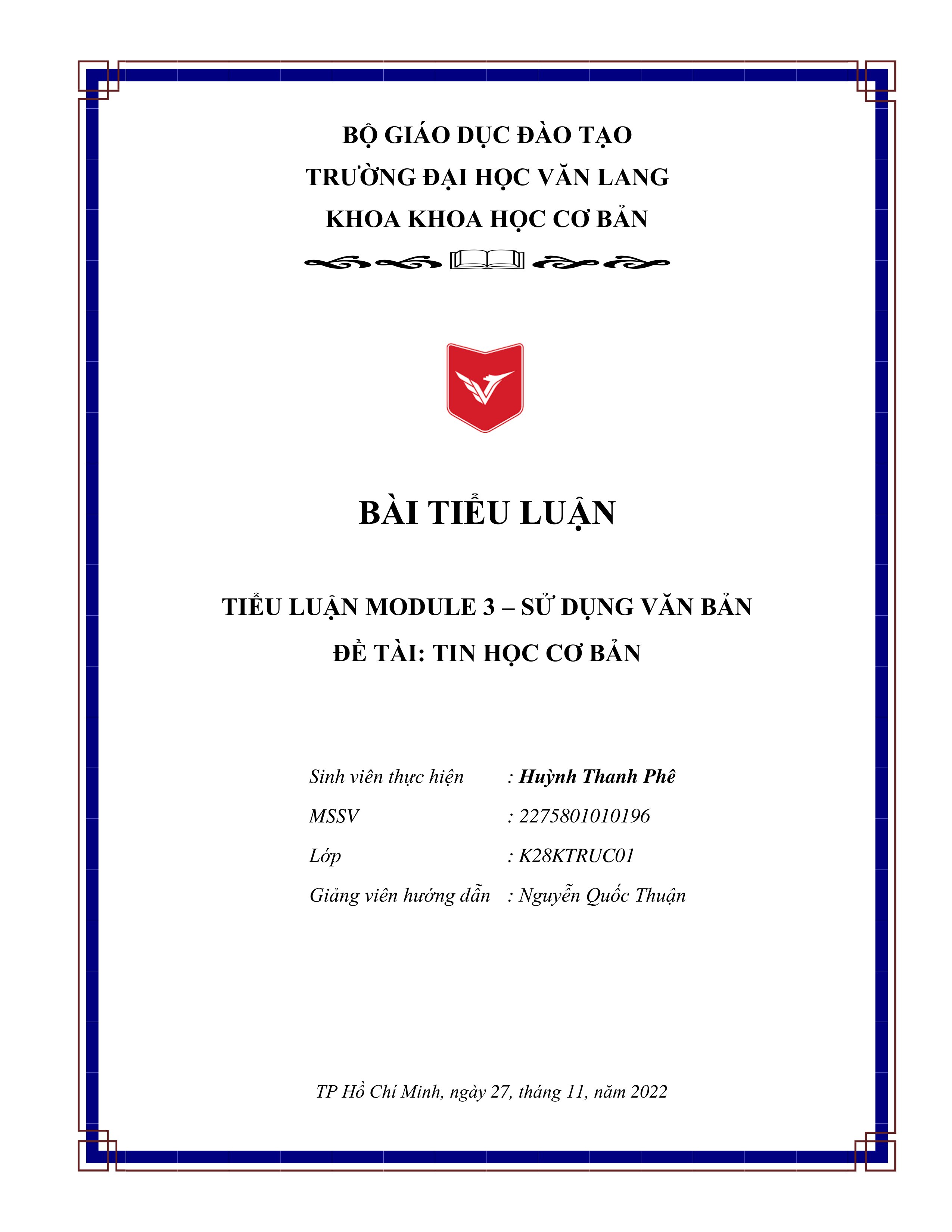 Bài Tập Module VLU Số 3
