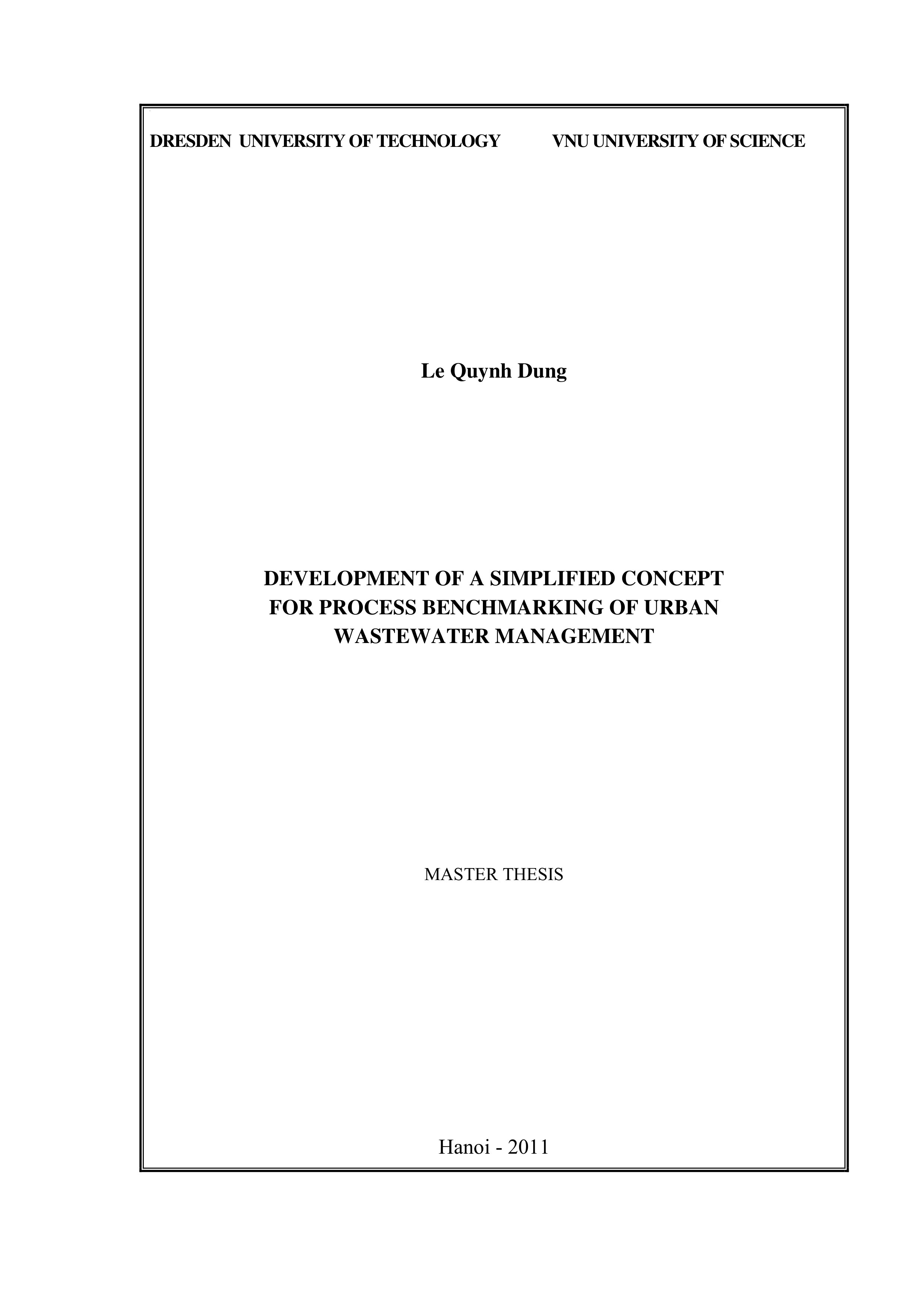 Development of a Simplified Concept for Process Benchmarking of Urban Wastewater Management