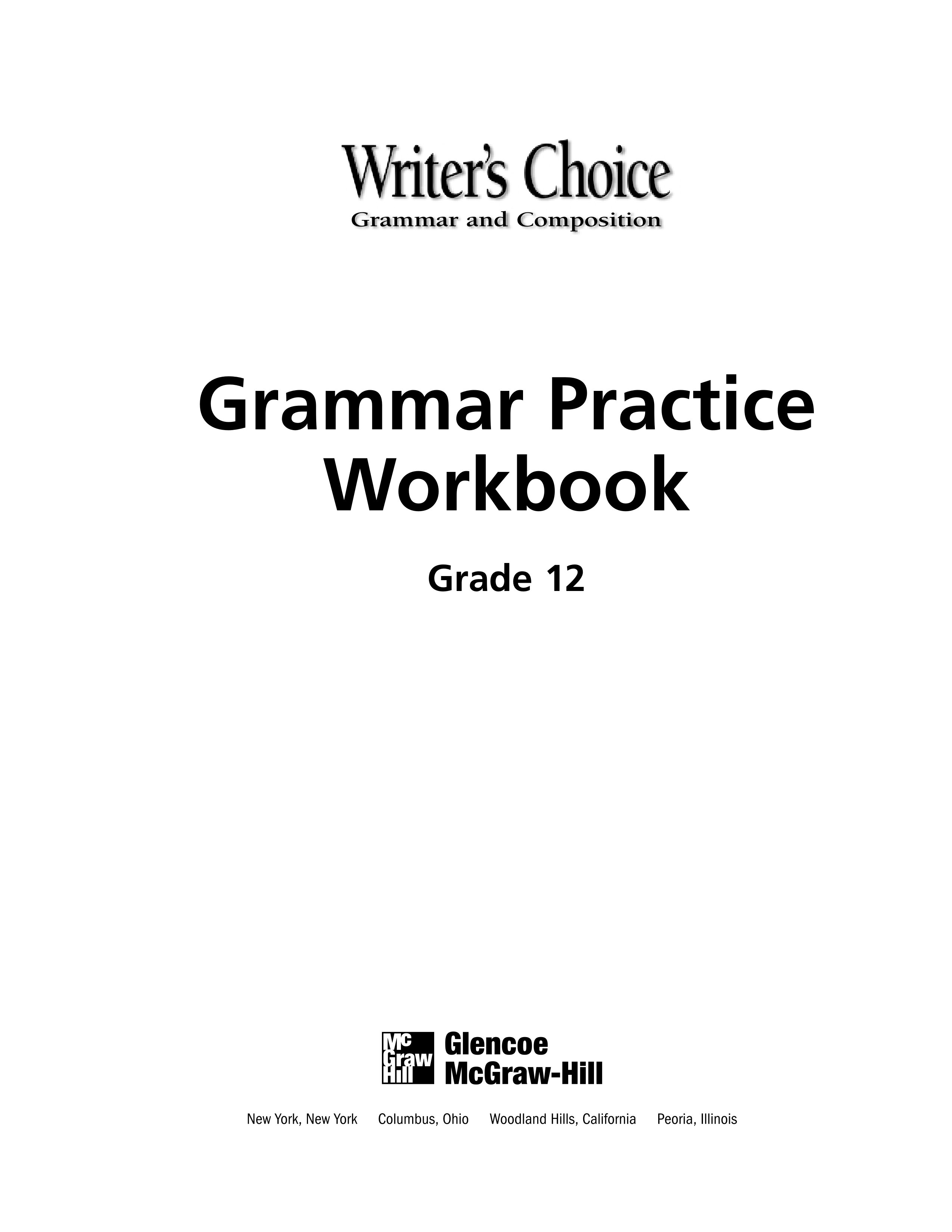 Grammar practice workbook grade 12