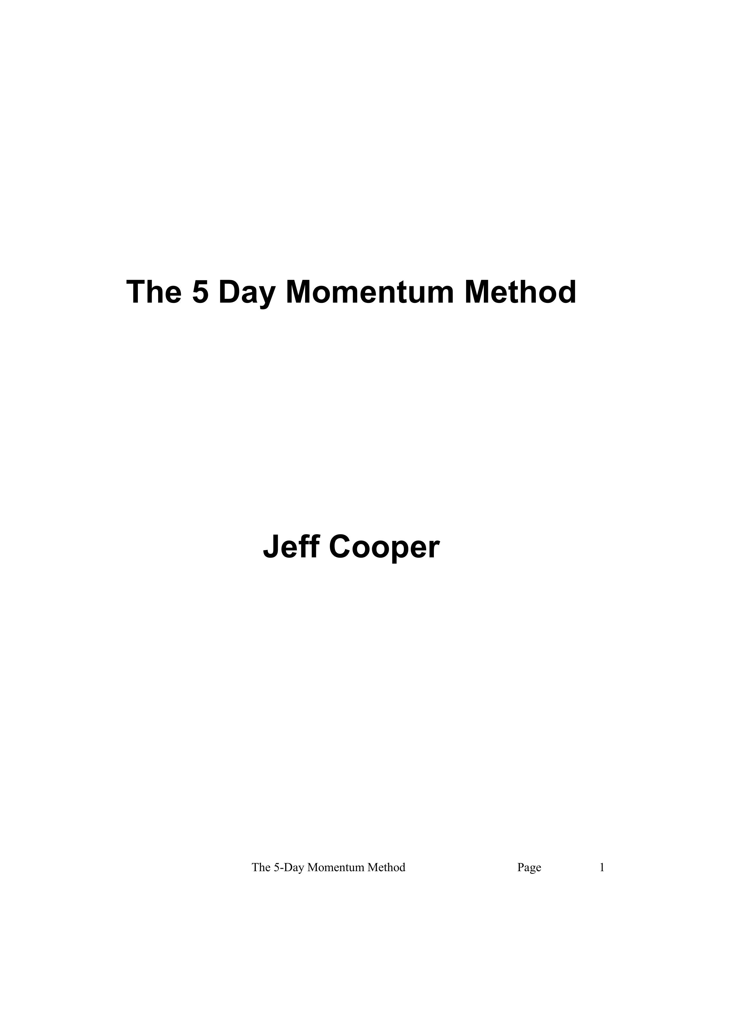 jeff cooper - the 5 day momentum method