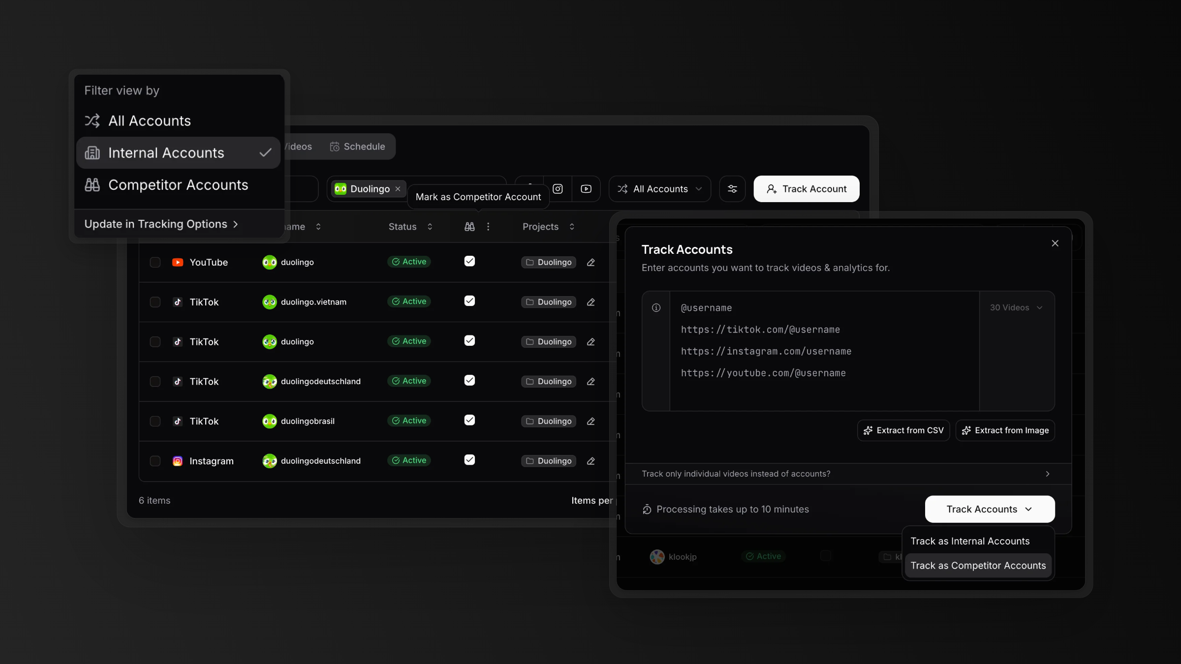 Competitor Tracking - Separate Internal & Competitor Analytics