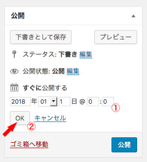 公開予定日時を入力