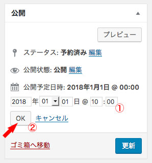 公開予定日時の入力