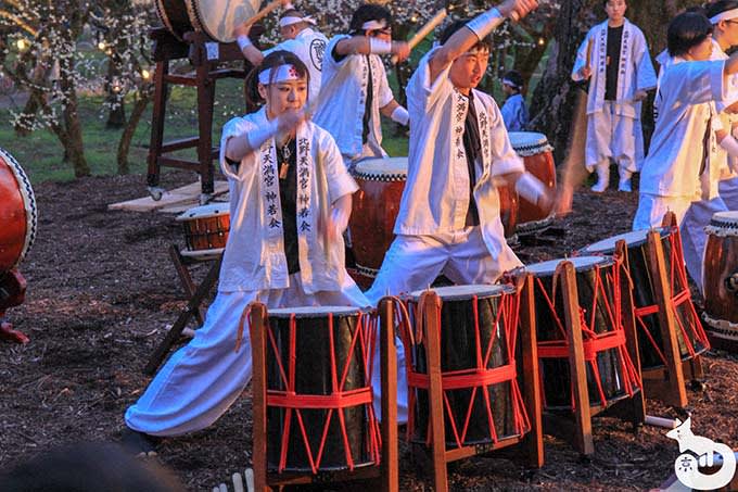 北野天満宮 梅のライトアップ 神若会の方たちによる太鼓の演奏
