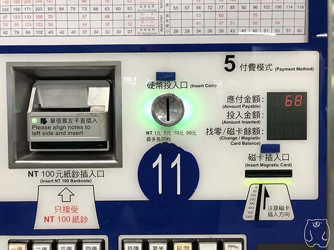 高雄から台南への行き方|お金の支払い