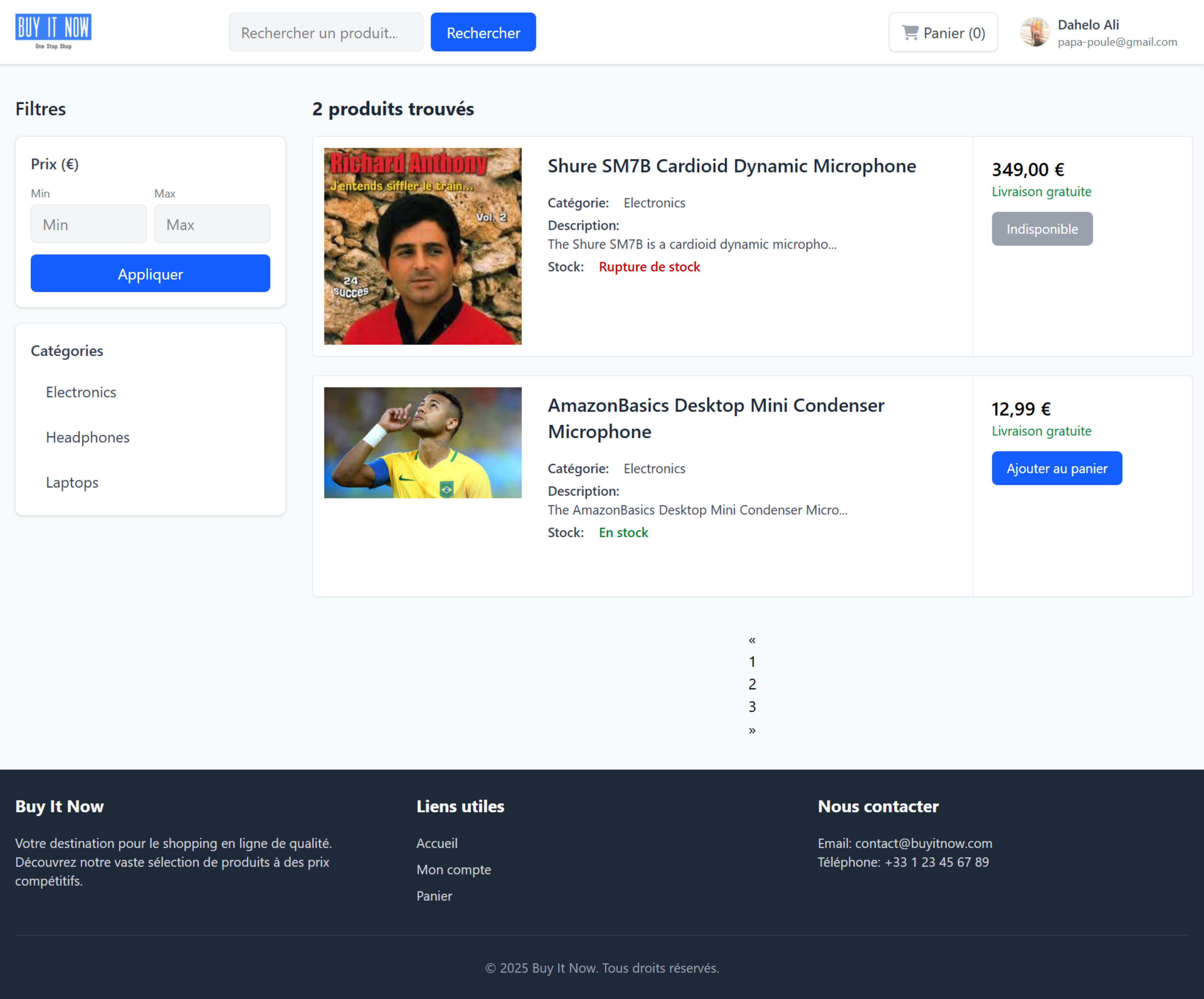 Vue principale de l'application