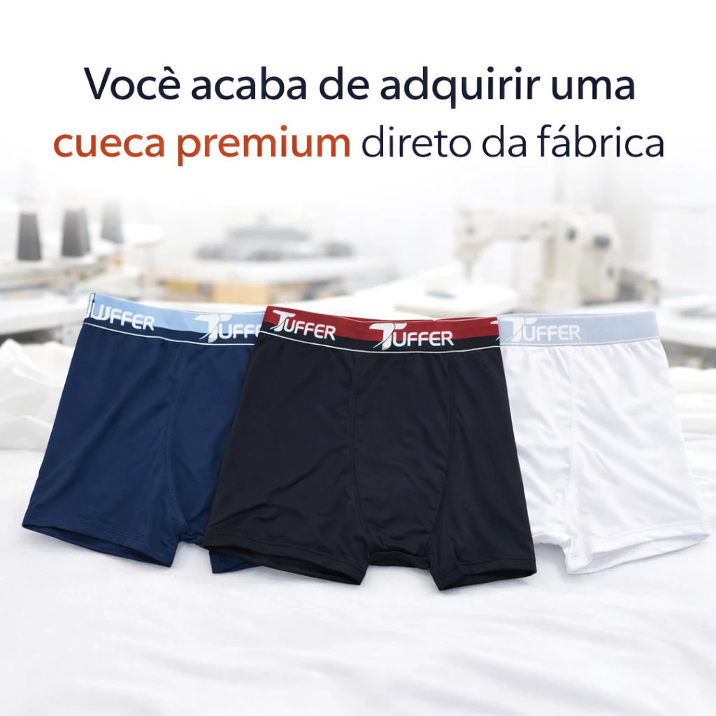 Visual 3 de Kit 3 Cuecas Boxer Masculinas Tuffer em Microfibra Premium Cueca Box Adulto Qualidade e Conforto para o seu dia a dia