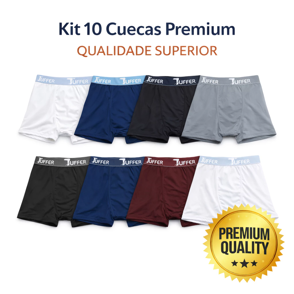Visual 2 de Kit 10 Cuecas Boxer Masculina em Microfibra Premium Tuffer Cueca Box Aduulto Conforto e Qualidade para o dia a dia