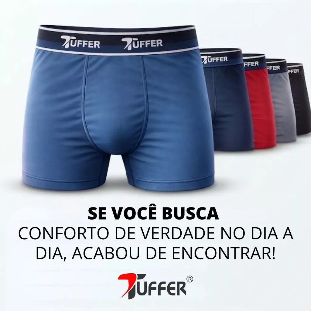 Visual 4 de Kit 5 Cuecas Boxer Masculina Tuffer em Microfibra Qualidade Premium Cueca Box Adulto Conforto para o dia a dia