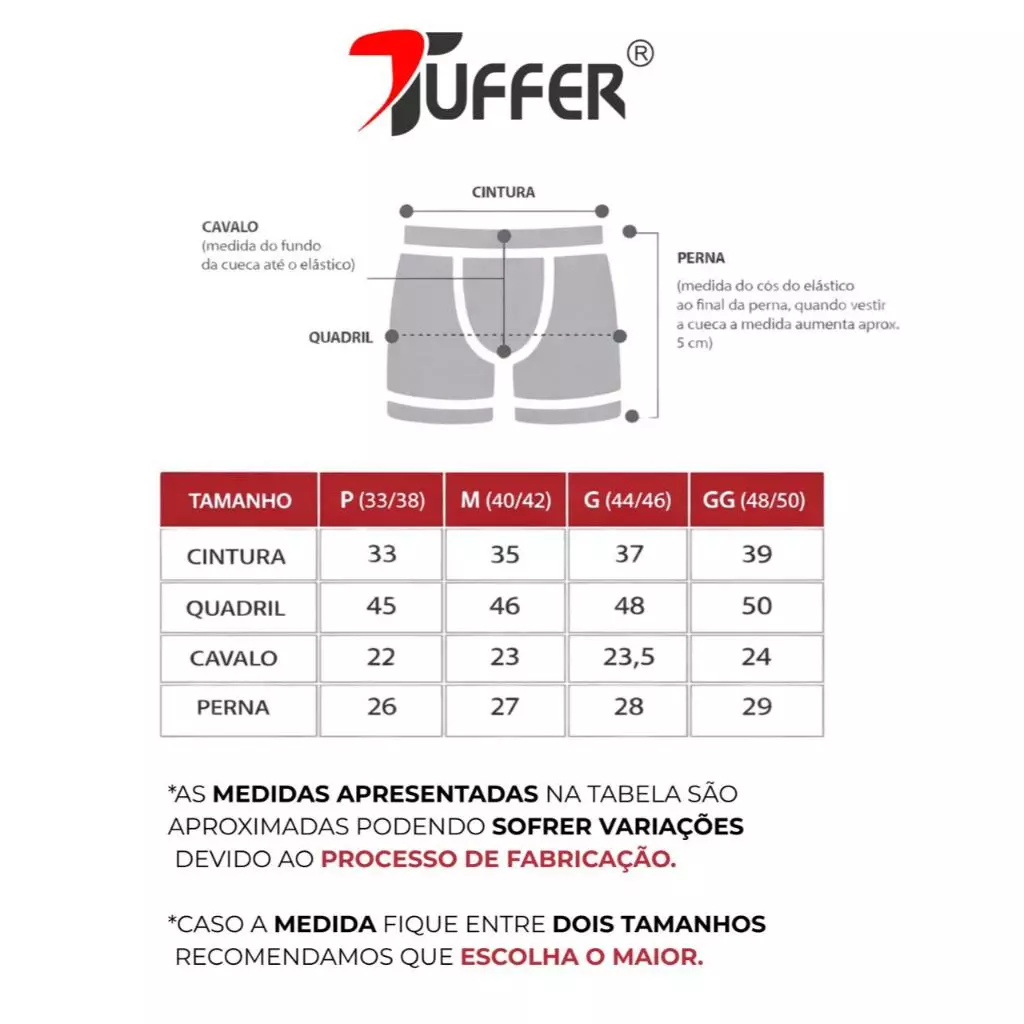 Visual 5 de Kit 5 Cuecas Boxer Masculina Tuffer em Microfibra Qualidade Premium Cueca Box Adulto Conforto para o dia a dia