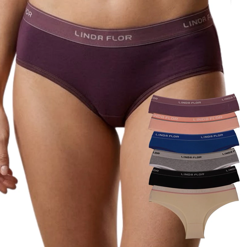 Kit 10 Calcinhas em Cotton Liso Adulto Tanga Feminina Linda flor Cintura Alta e Forro Calcinha ALGODÃO
