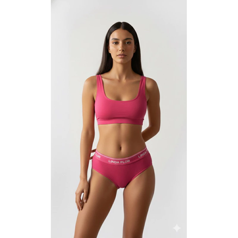 Visual 6 de Kit 10 Calcinhas em Cotton Liso Adulto Tanga Feminina Linda flor Cintura Alta e Forro Calcinha ALGODÃO