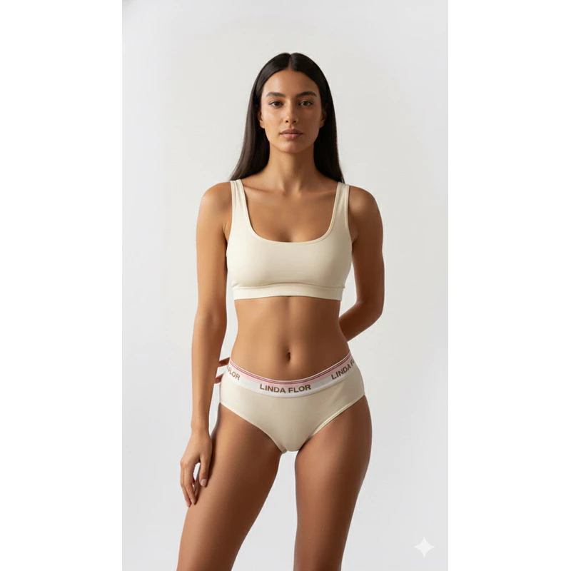 Visual 7 de Kit 10 Calcinhas em Cotton Liso Adulto Tanga Feminina Linda flor Cintura Alta e Forro Calcinha ALGODÃO