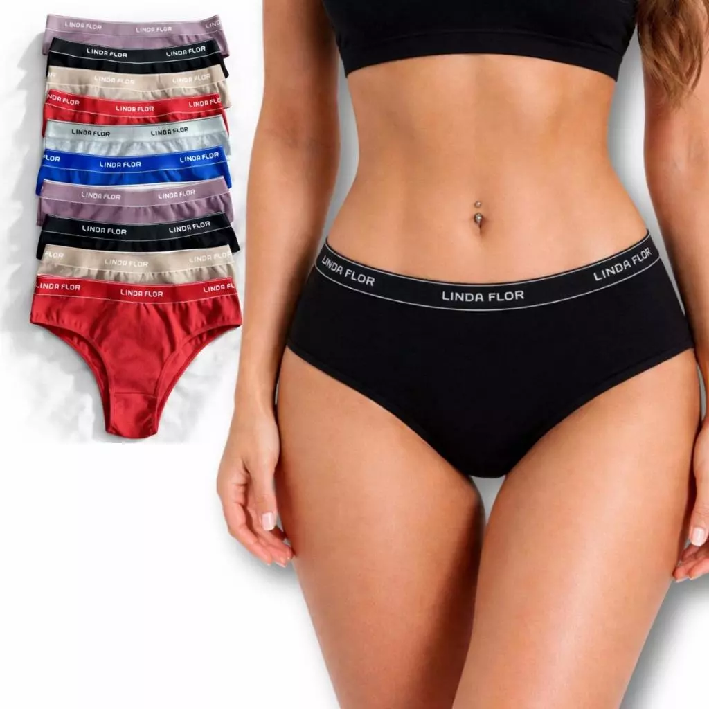 Visual 2 de Kit com 5 Calcinhas em Cotton Liso Adulto Tanga Feminina Linda Flor Cintura Alta com Forro Conforto Diário