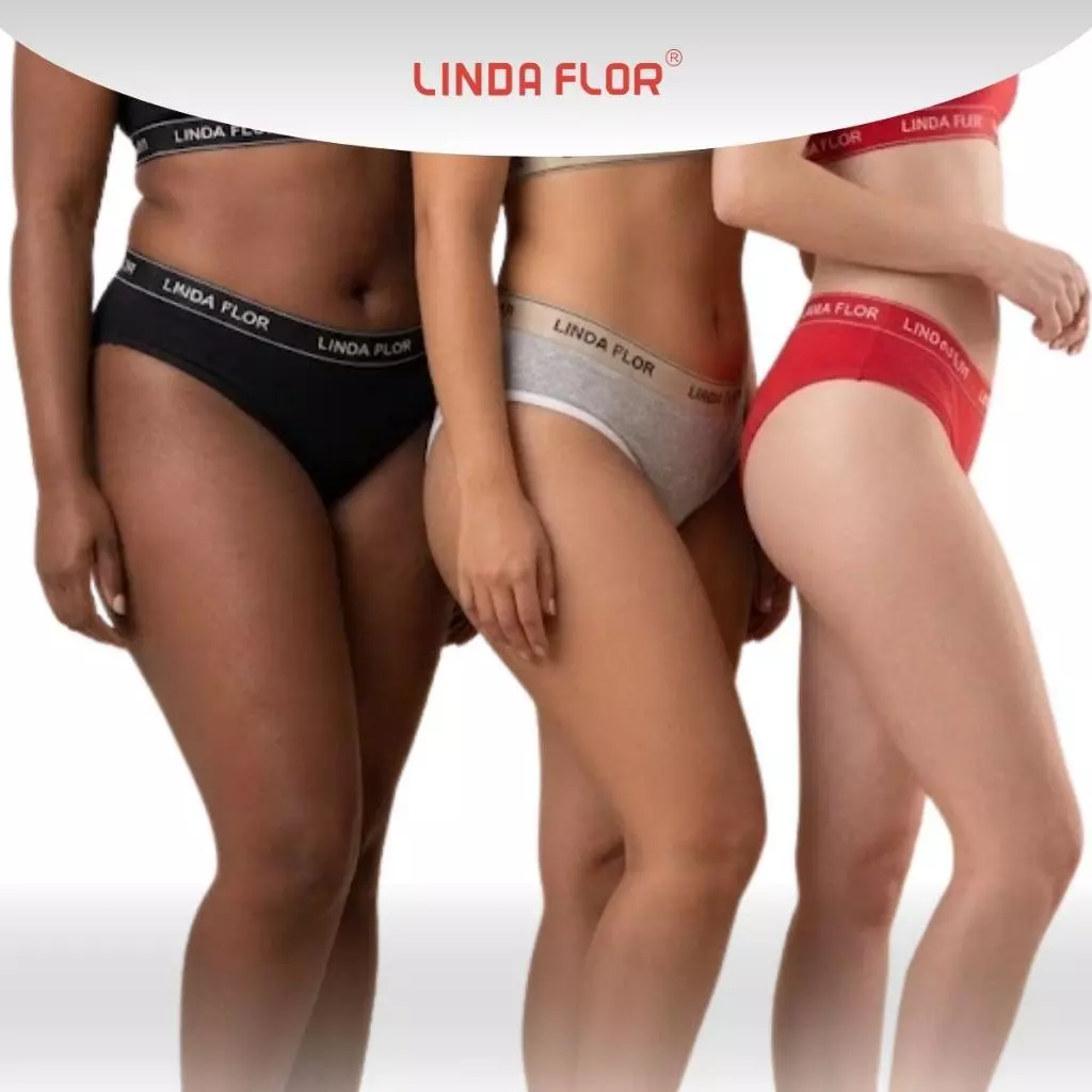 Visual 5 de Kit com 5 Calcinhas em Cotton Liso Adulto Tanga Feminina Linda Flor Cintura Alta com Forro Conforto Diário