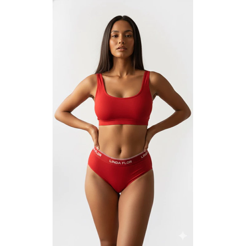 Visual 7 de Kit com 5 Calcinhas em Cotton Liso Adulto Tanga Feminina Linda Flor Cintura Alta com Forro Conforto Diário