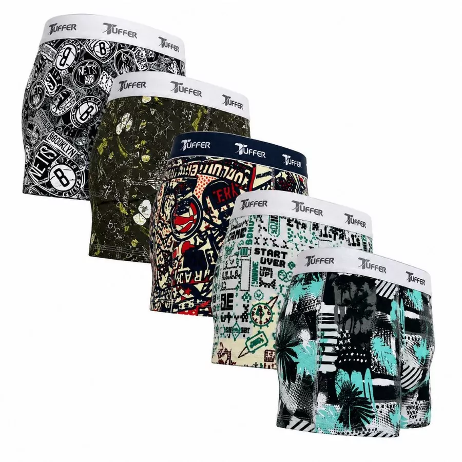 Visual 3 de Kit com 10 Cuecas Tuffer Adulto Boxer em Microfibra Estampada Cueca Box Masculina Conforto e Qualidade