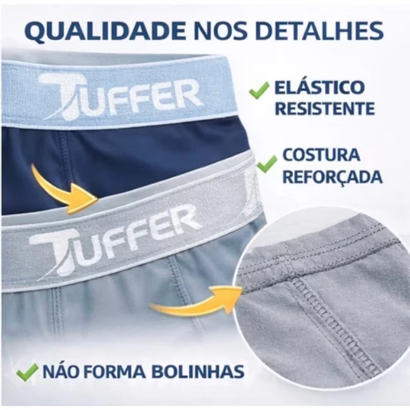 Visual 3 de Kit 5 Cuecas Boxer Plus Size GG1 GG2 GG3 TUFFER em microfibra anti-cofrinho ,não enrola nas pernas