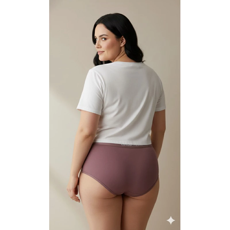 Kit 5 Tangão Plus Size em Cotton Liso algodão Cos alto linda flor tanga feminina Extra grande