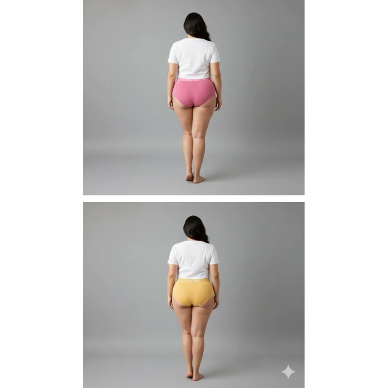 Visual 3 de Kit 5 Tangão Plus Size em Cotton Liso algodão Cos alto linda flor tanga feminina Extra grande