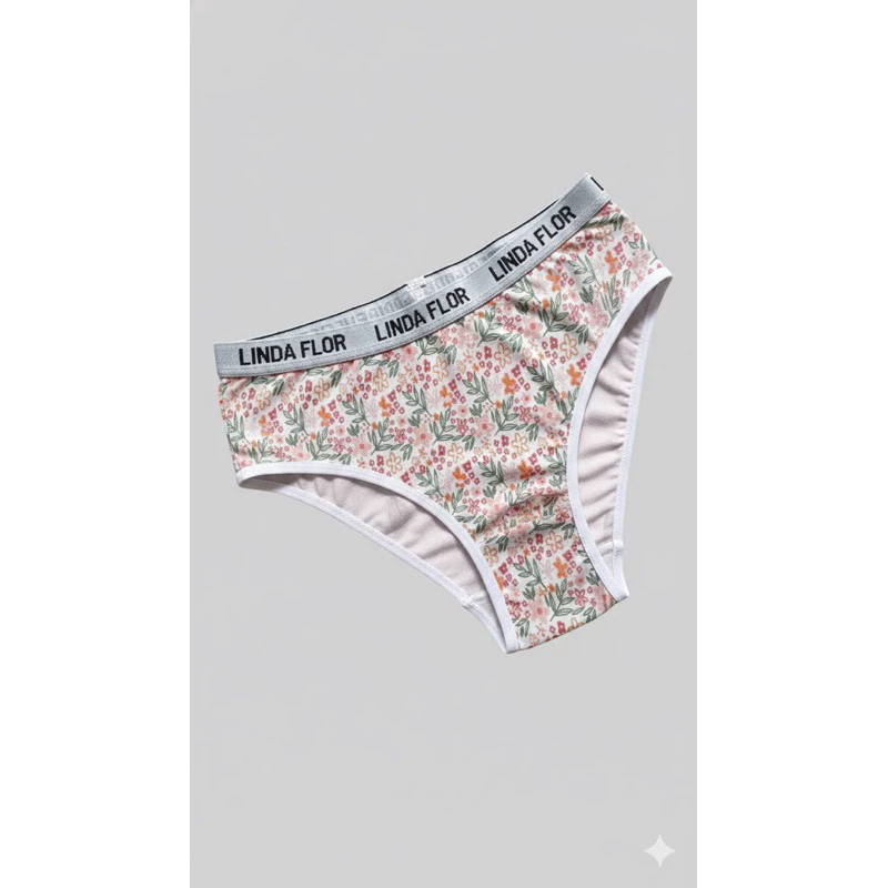 Visual 8 de Kit com 10 Calcinhas em Cotton Estampado Tanga Adulto Feminino Linda Flor Cintura Alta com Forro e Conforto Diário.