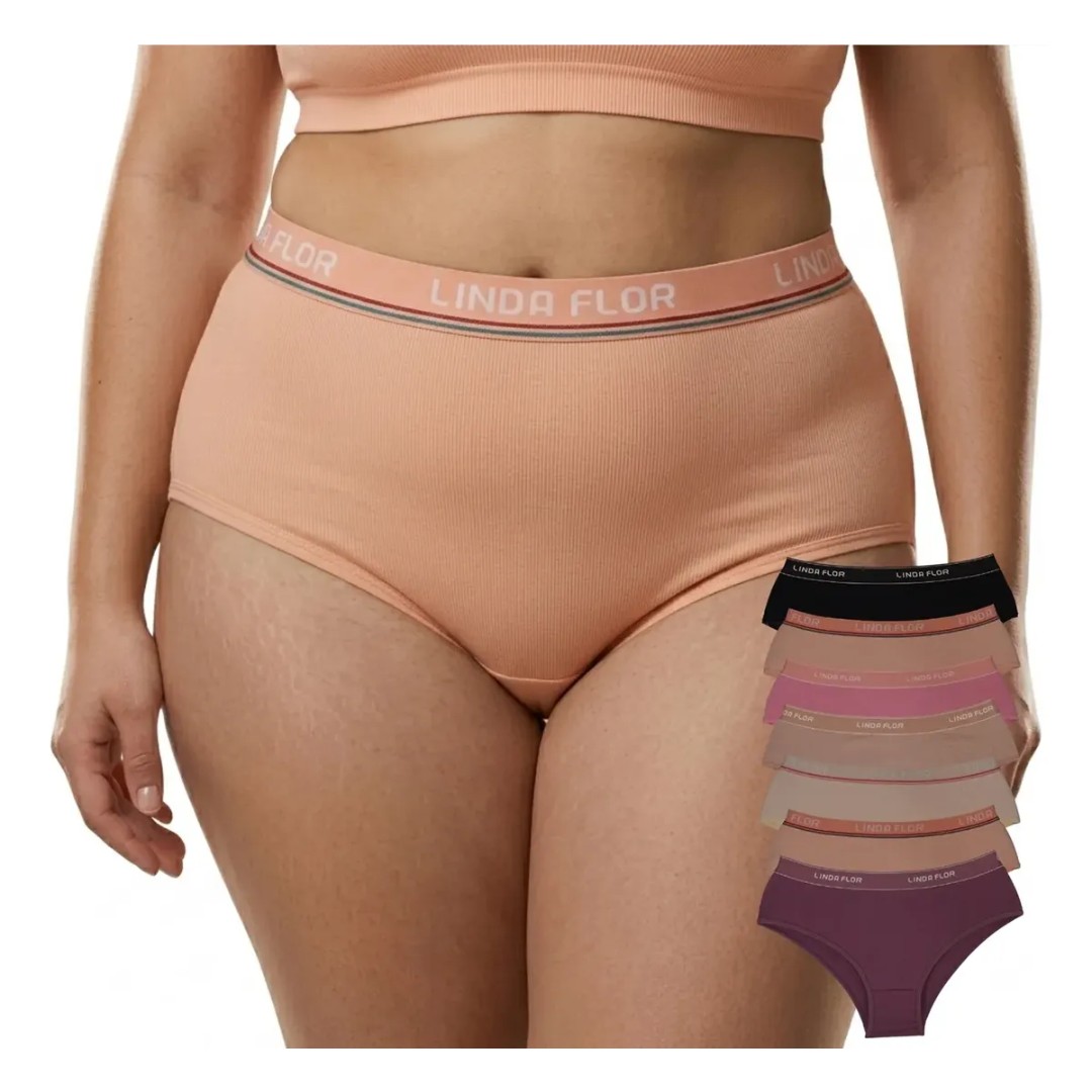 Visual 1 de Kit Com 5 Tangas Plus Size Cotton Em Algodão Lisa