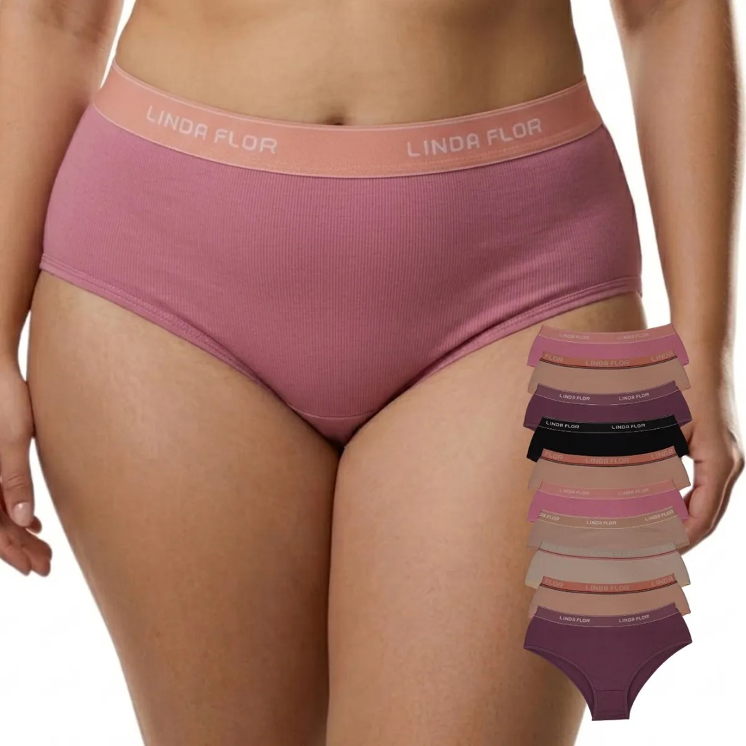 Visual 4 de Kit Com 5 Tangas Plus Size Cotton Em Algodão Lisa