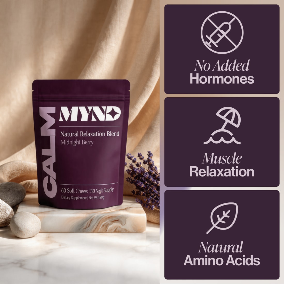 CALM MYND, magnesium glycinate sleep stack, primary product view